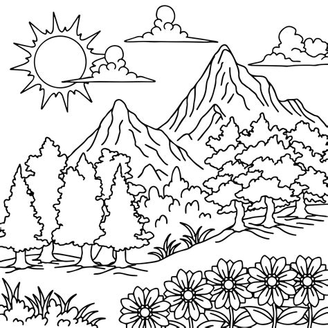 Printable Scenery Coloring Pages Free For Kids And Adults