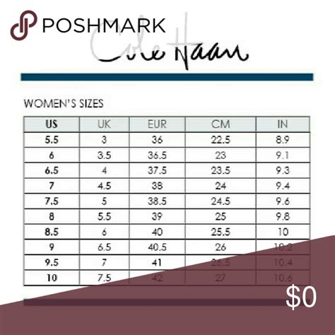 Cole Haan Shoes Size Chart In Cm - Chart Walls