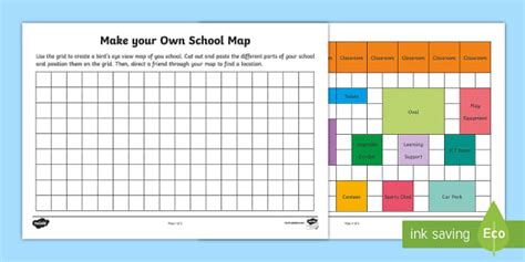 Make Your Own School Map Worksheet / Worksheet - Twinkl