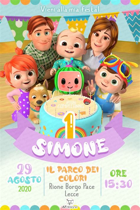 Digital COCOMELON Birthday Party Invitation, Invite, Invito digitale ...