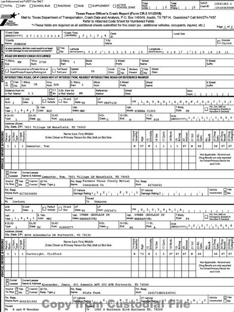 Crash report obtained from TxDOT.