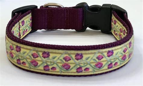 Dog Collar: Flowers 4 Purple/Yellow Vines Jacquard Ribbon | Etsy | Dog ...