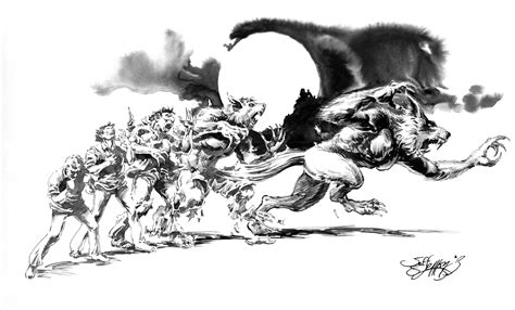 Werewolf Transformation, in Jeff Slemons's Luna Moon-Hunter Graphic Novel Comic Art Gallery Room