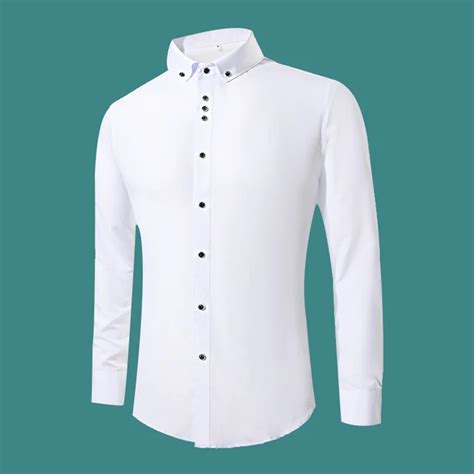 2018 New Fashion White Dress Shirts Men Long Sleeve Casual White Formal Shirt Men Slim Fit ...