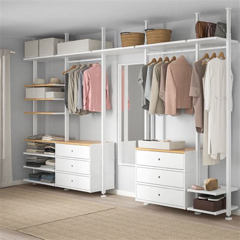 ELVARLI Wardrobe combination, white/bamboo, 1515/8x20x871/4-1373/4" - IKEA | Disegni armadio ...