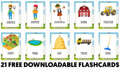 Farm Vocabulary Flashcards (Objects and Animals)