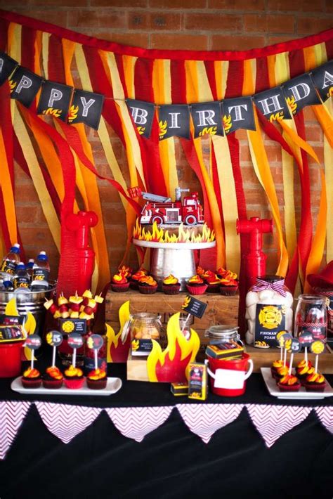 Fire Truck / Firefighter Birthday Party Ideas | Photo 16 of 16 | Fireman birthday, Firefighter ...