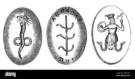 GEMS - GNOSTICS Three engraved Gnostic gems. The first two are carved ...