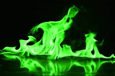 Premium Photo | Abstract green fire flames on black background