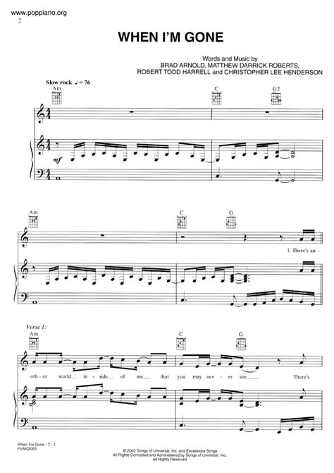 3 Doors Down-When I'm Gone Sheet Music pdf, - Free Score Download ★