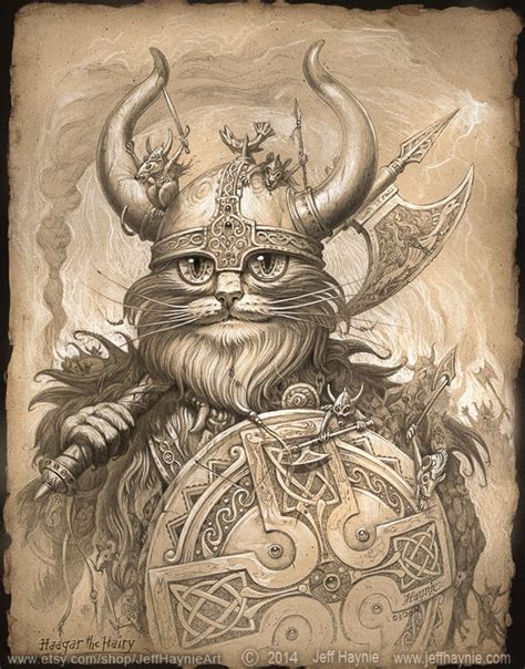 VIKING cat // // 8 X 10 PRINT // Cat Art // Cat Wall Art