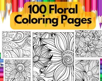 10 Floral Coloring Pages Adult coloring pages print from - Etsy Portugal