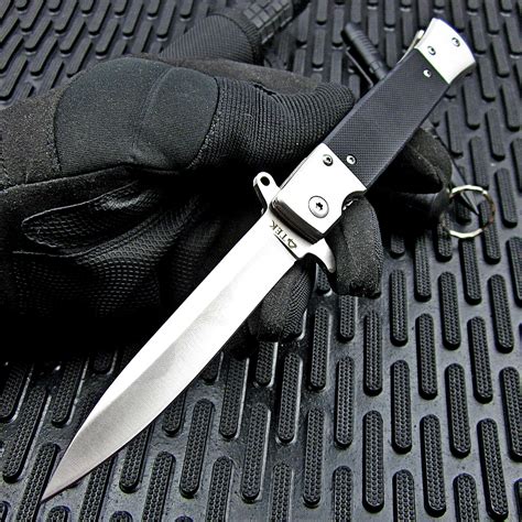 Tactical Stiletto Spring Assisted Open Military Grade G10 Folding Pocket Knife | eBay