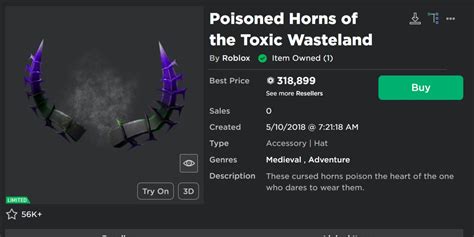 Buy Item Poisoned Horns of the Toxic Wasteland ROBLOX LIMITED Most Complete and Cheapest ...