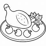 Coloring Page roasted chicken On A Plate With Tomatos  Premium AI sketch template