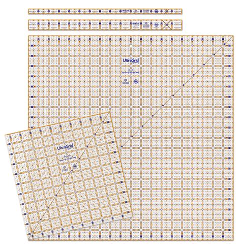 QuiltCut UltraGrid Square Up Quilting Ruler – 4 Piece 10½" & 20" Jumbo ...