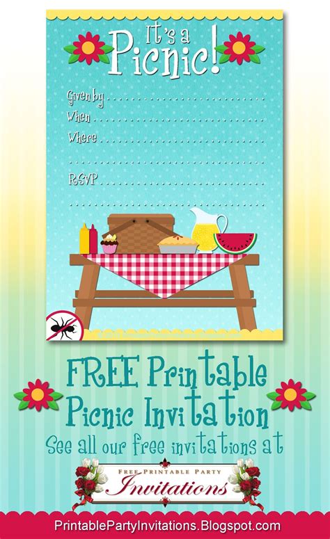 Free Printable Picnic Invitation | Party Printables | Picnic - Free Printable Flyers For Parties ...