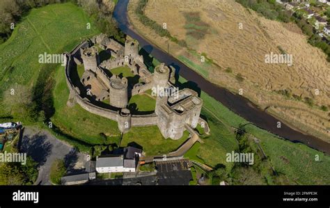 Aerial view of Kidwelly Castle, Carmarthenshire Stock Photo - Alamy