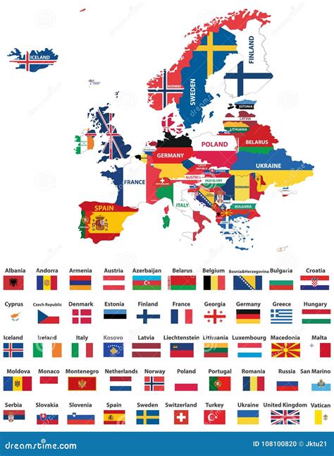 Map Of Europe With Country Flags