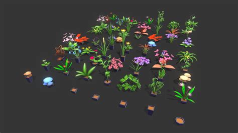 Stylize Low Poly Plants and Flowers Pack - Buy Royalty Free 3D model by LowPolyBoy [423dddb ...