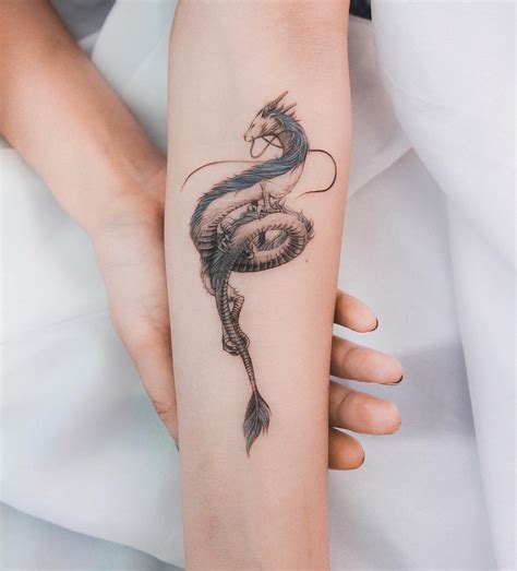 Haku from Spirited Away as a scar cover-up by @ghinkos - Tattoogrid.net