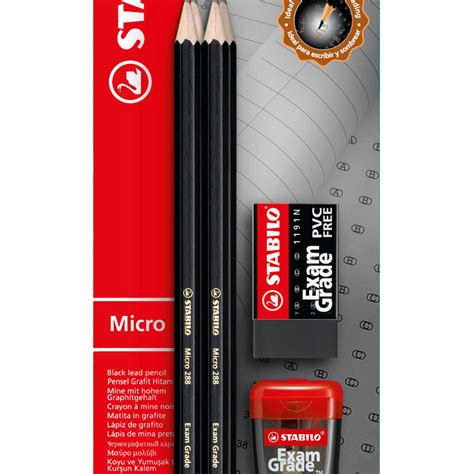 STABILO Exam Grade Graphite Pencil - Pack of 4 + Eraser + Sharpener - HB | B-13630 | The Online ...