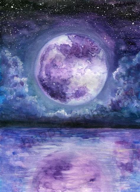 Full Moon Wall Art Moon Art Print Watercolor Moon Painting - Etsy ...