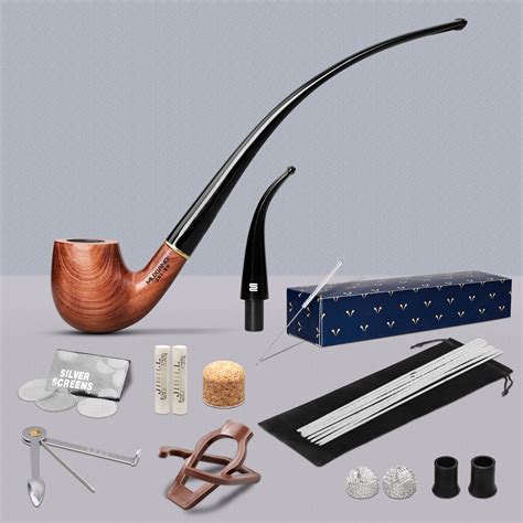 Rosewood Churchwarden Gandalf Pipe Long Stem Bent Tobacco Pipe With ...