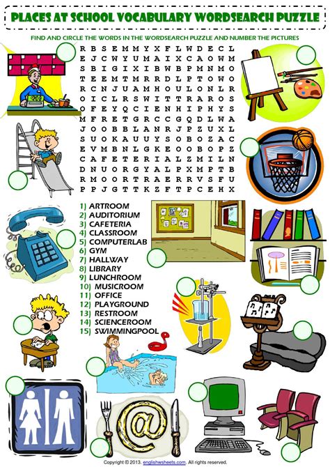 Vocabulary Places In School Interactive Worksheet - Bank2home.com