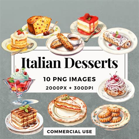 10 Italian Desserts Clipart Pack INSTANT DOWNLOAD 10 Italian Dessert ...