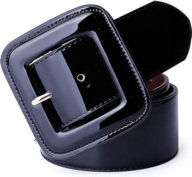 Ladies Black Patent Leather Belt With Buckle Classic High Waist Wide ...