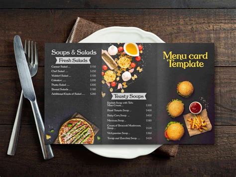 Free Black Menu Card Mockup Design | PSD Template | Menu card design ...