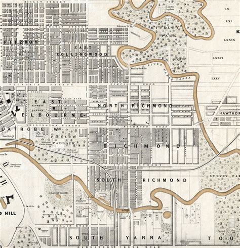 Old Map of Melbourne City Australia 1851 Vintage Map of Melbourne - VINTAGE MAPS AND PRINTS