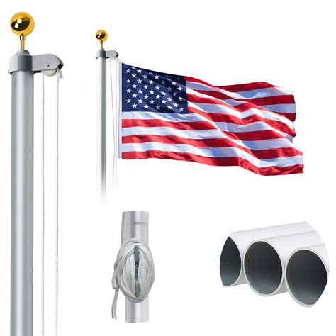 Buy WeValor 20FT Sectional Pole Kit, Extra Thick Heavy Duty Aluminum Outdoor In ground pole with ...