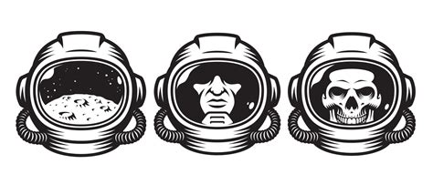 Vector astronaut helmets set on white background 16624835 Vector Art at ...