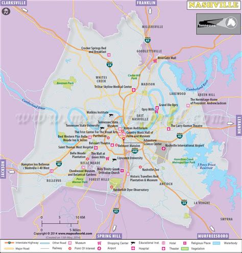 Nashville Map - The Capital of Tennessee, City Map of Nashville