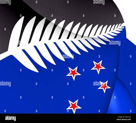 Silver Fern Flag, Flag of New Zealand. 3D Illustration Stock Photo - Alamy