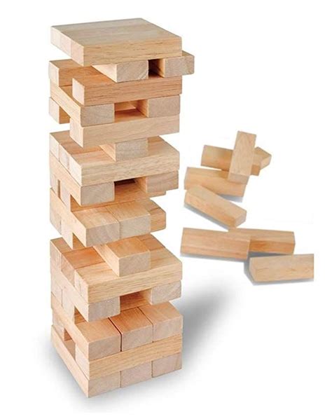 Wooden Tumbling Towers, Classic Building Blocks Games with 42 Pieces, Toppling Tower Wooden ...