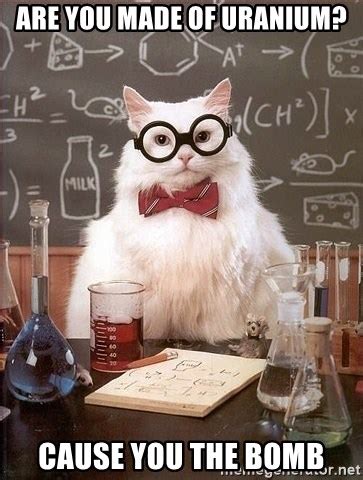 are you made of uranium? cause you the bomb - Chemistry Cat | Meme Generator