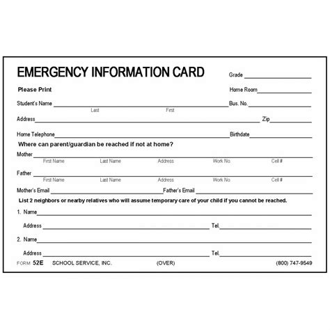 Printable Emergency Contact Cards | Template Business Psd Within In Case Of Emergency Card ...