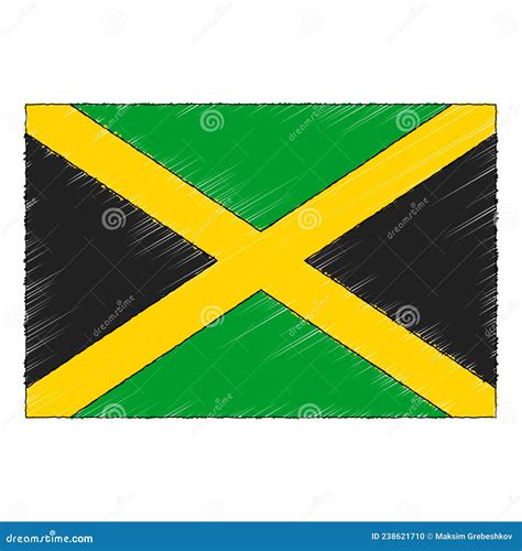 Bandera De Boceto Dibujada a Mano De Jamaica. Icono De Estilo De Doodle Stock de ilustración ...