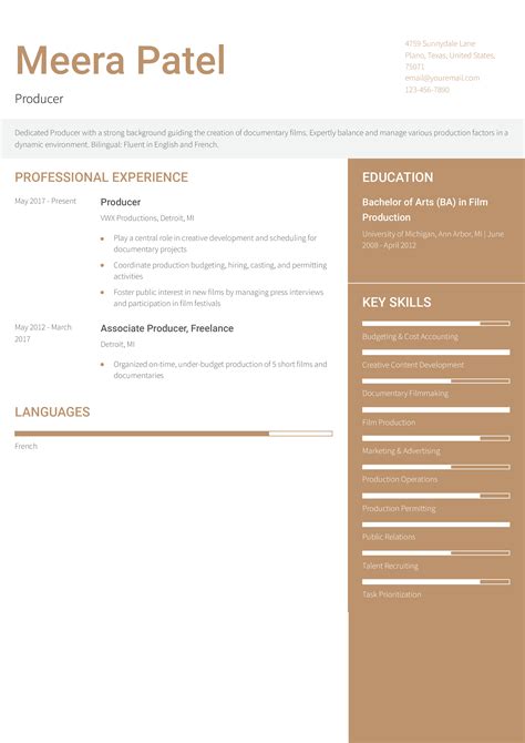 Producer Resume Examples and Templates for 2024 - ResumeBuilder.com