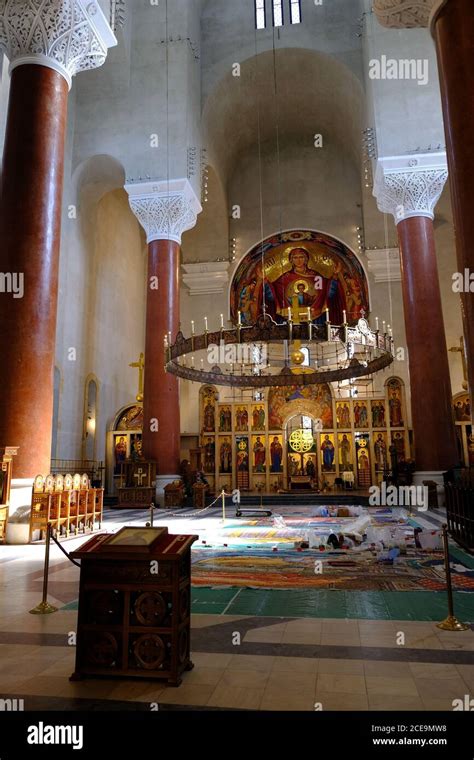 Belgrade / Serbia - July 17, 2019: Interior of the St. Mark Church (Crkva Svetog Marka), Serbian ...