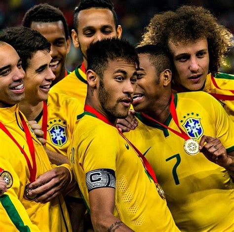 Teammates celebrating 2-0 win against Argentina. Captained by Neymar ...