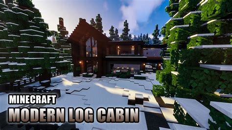 Minecraft: I Built A Modern Log Cabin On A Snowy Lake - Modern Neighborhood (SNOWY LAKE #2 ...