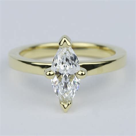 Low-Set Marquise Diamond Engagement Ring in Yellow Gold