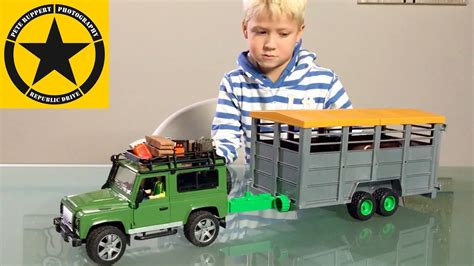 BRUDER TOY Tractors Cattle Carrier Trailer BIG FARM for Children - YouTube