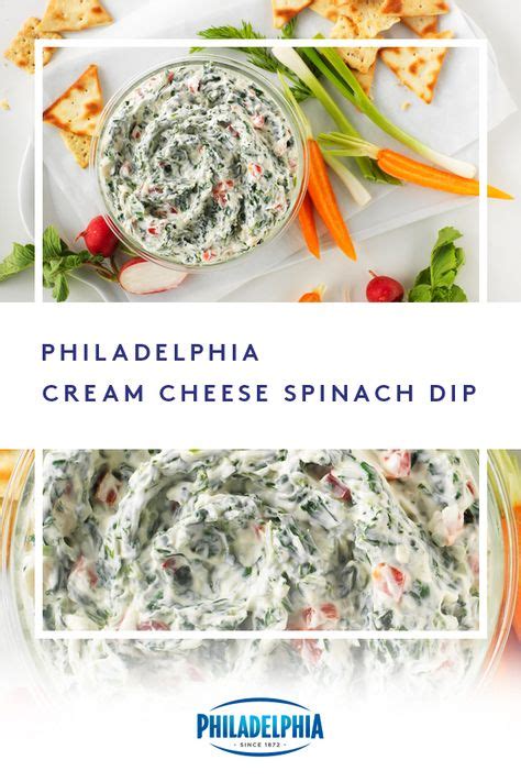 PHILADELPHIA Cream Cheese Spinach Dip | Recipe | Spinach dip, Cream ...