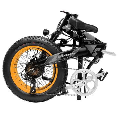 Black LANKELEISI Fat Tire Electric Bike 1000W Motor Folding 20 Inch