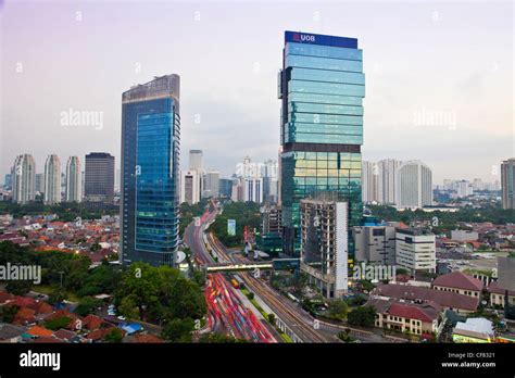 Indonesia, Asia, Jakarta, city, Mohammad Husni Thamrin, Avenue, Downtown, Jakarta, sunset ...